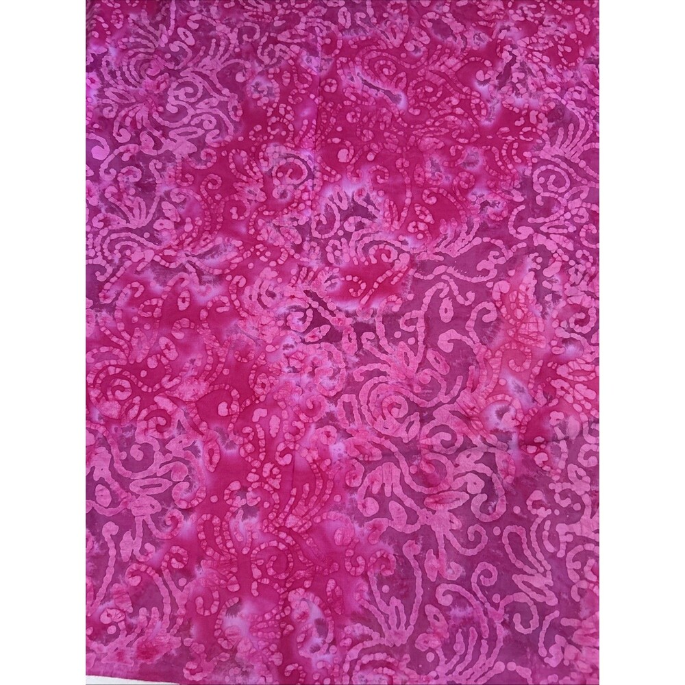 Cotton Quilting Fabric Colorful Tie Dye Batik  Hot Pink Swirl Print 1.6 Yd X 42"